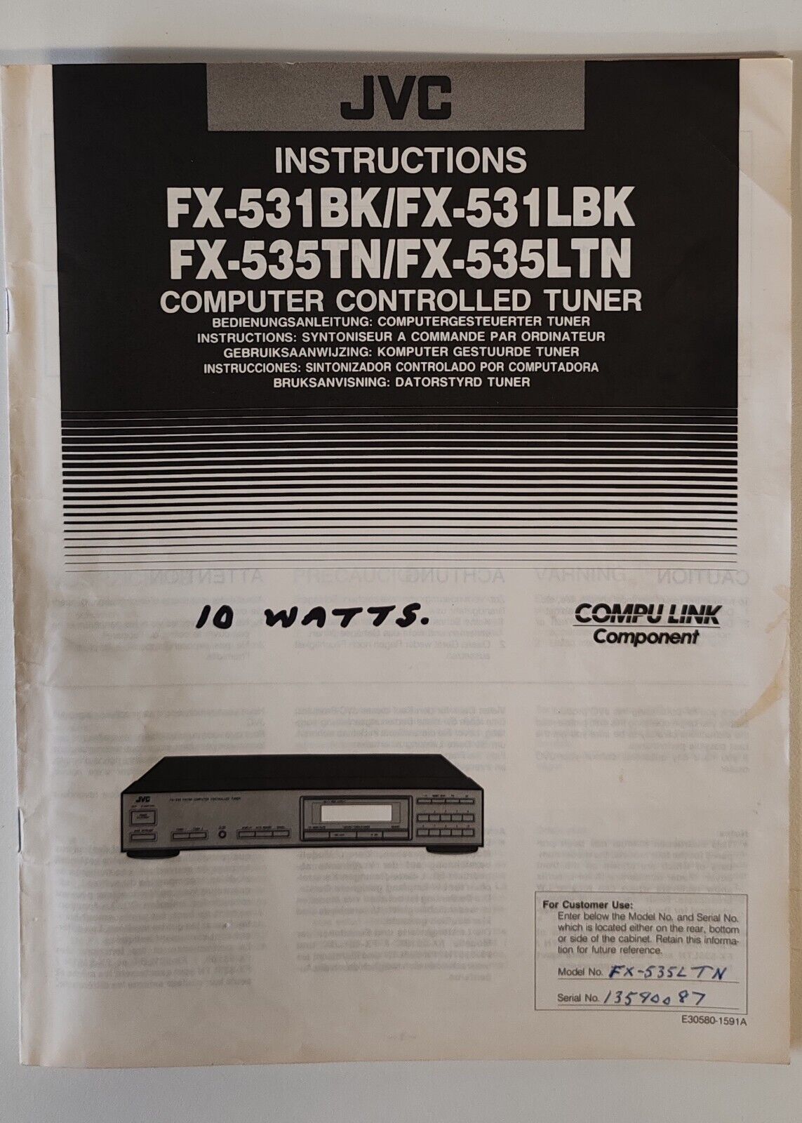 Vintage JVC FX-535L Tuner Separates 1970s - Dark Grey - Vintage