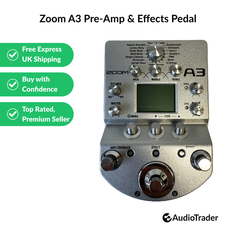 Zoom A3 Pre-Amp & Effects Pedal for Acoustic Guitar With US Power Supply - image 1