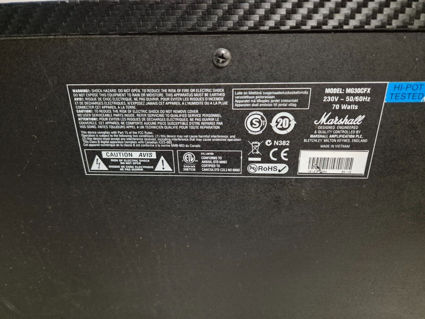 Marshall MG Carbon Fiber MG30CFX 2-Channel 30-Watt Solid State Guitar Amplifier