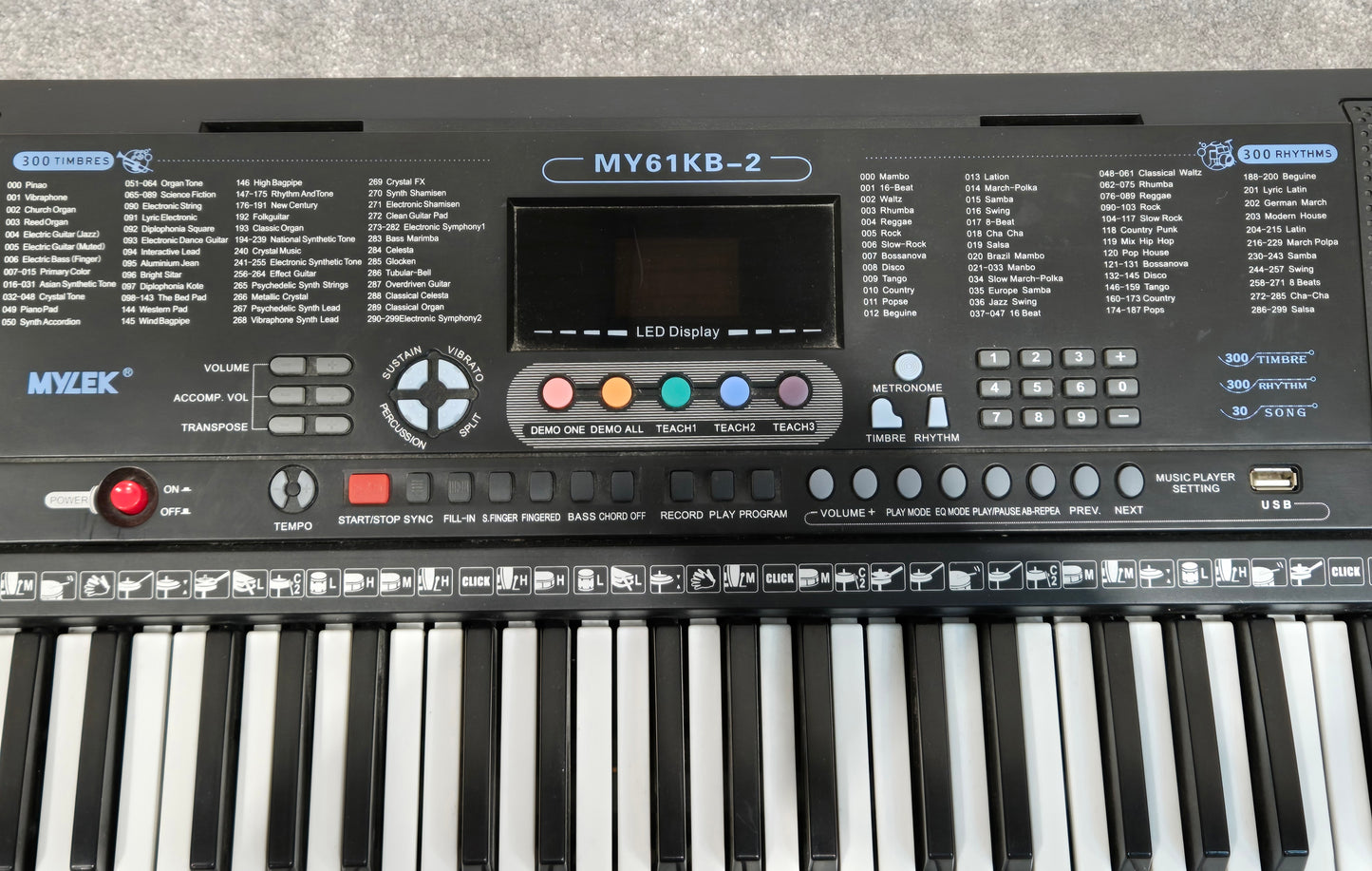 MYLEK MY61KB2 - 61 Key Electronic Keyboard - Black