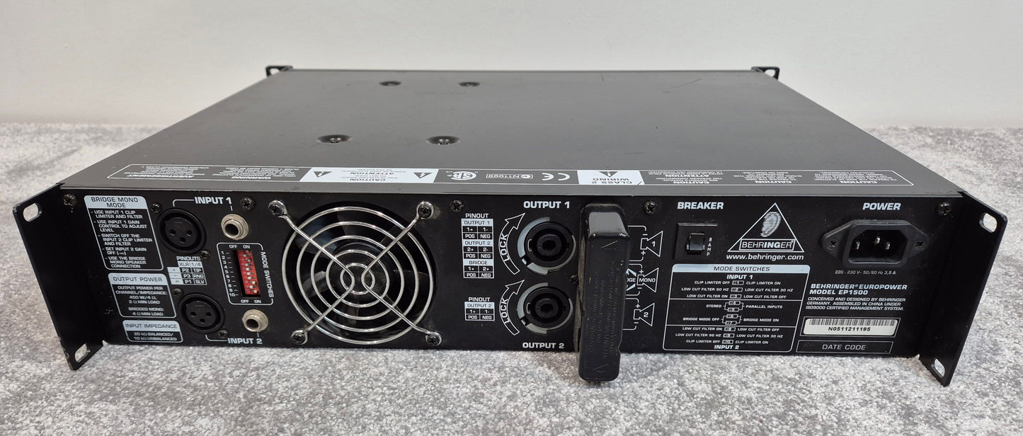 Behringer EP1500 Amplifier - 2 Channel Amp - Black