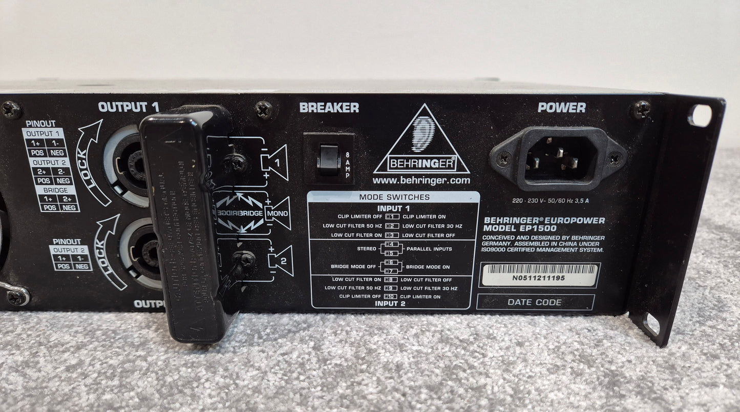 Behringer EP1500 Amplifier - 2 Channel Amp - Black