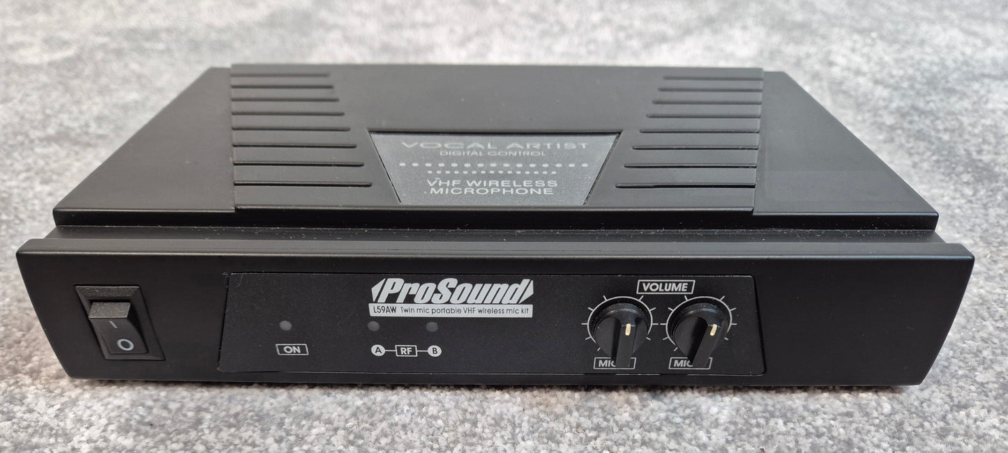 Prosound L59AW Twin Microphone Portable VHF Wireless + Black Case
