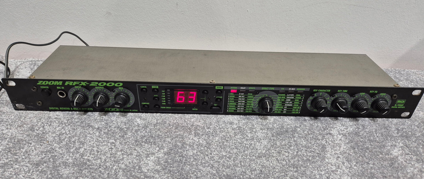 Zoom RFX-2000 - Digital Reverb And Multi-Effects Processor - Rack Mounted