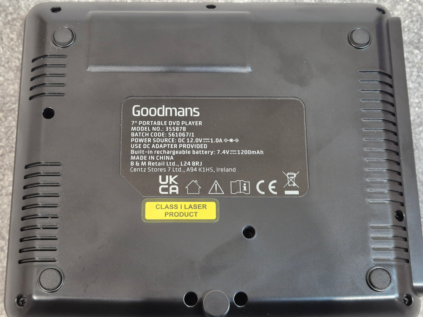 Goodmans 7-inch Portable DVD Player - Model 355878