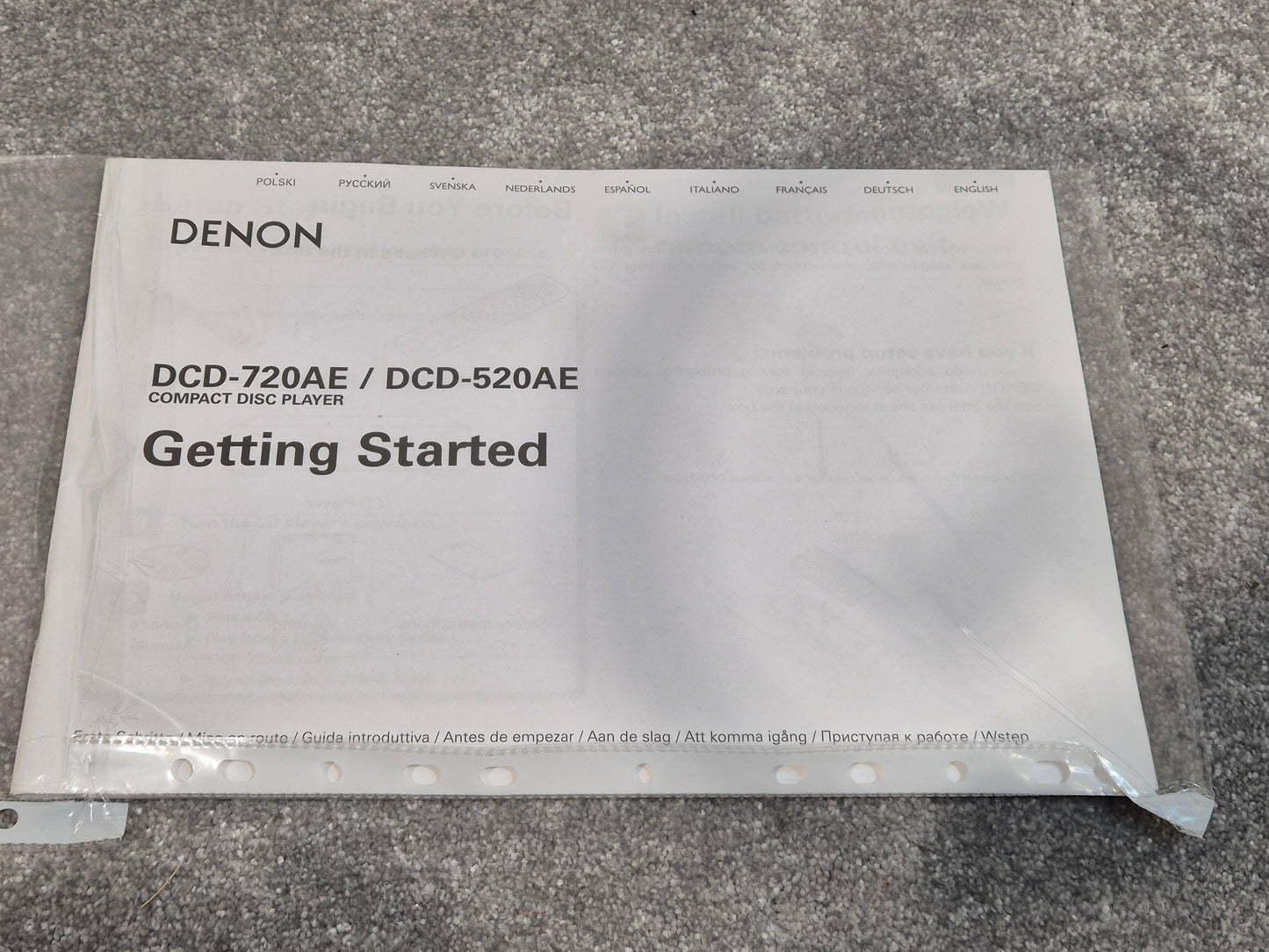 Denon DCD-520AE - CD Player with Remote Control and Manual