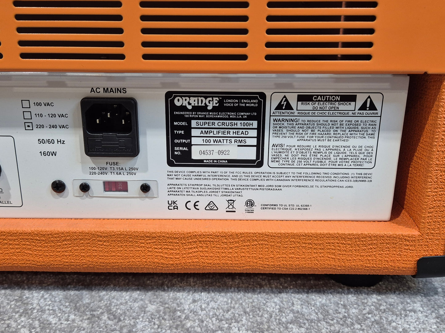 Orange Super Crush 100 - Solid-State Guitar Amplifier Head