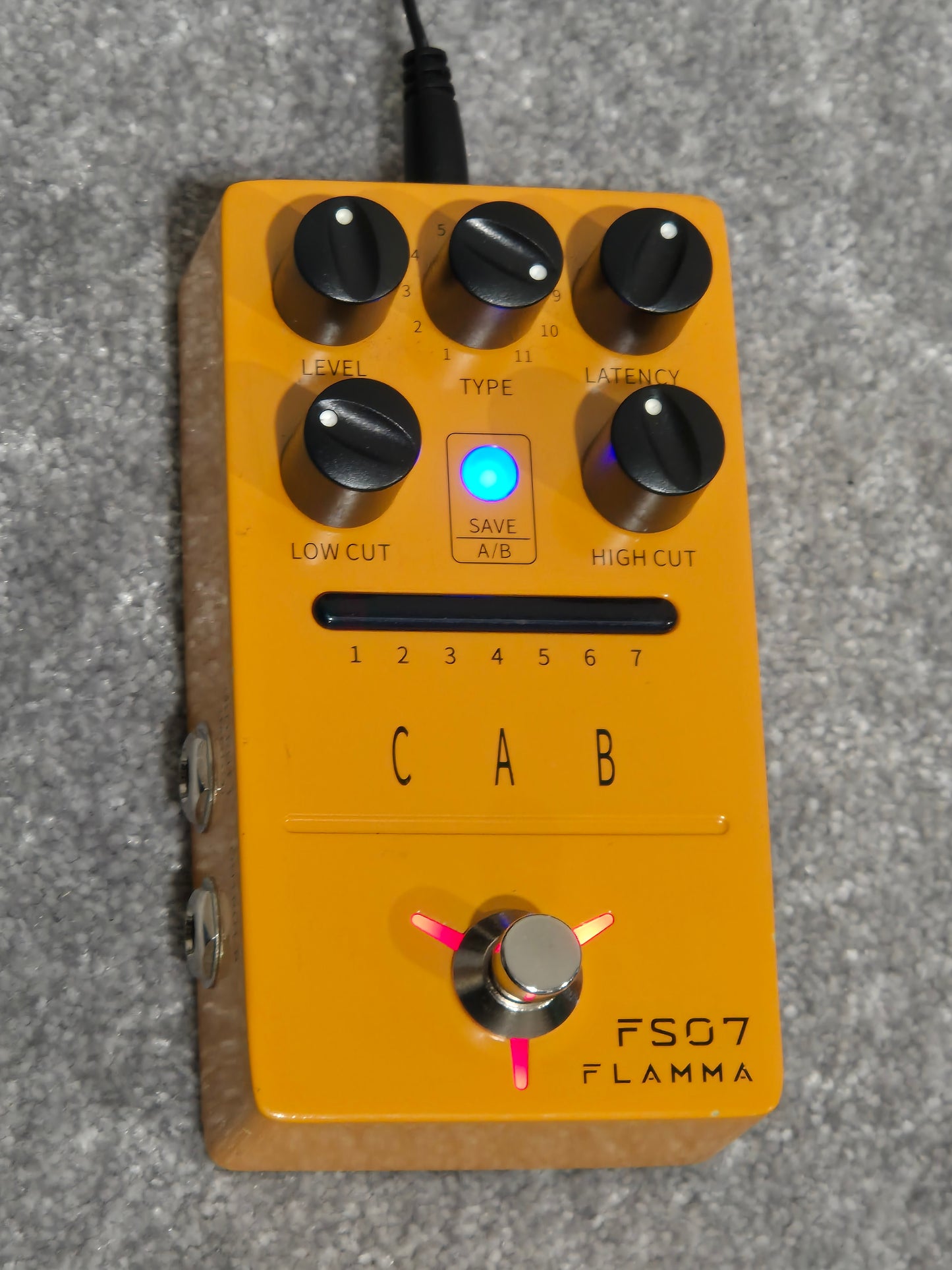 Flamma FS07 Cab - Compact Cabinet Simulation Pedal - Yellow w/ Original Box