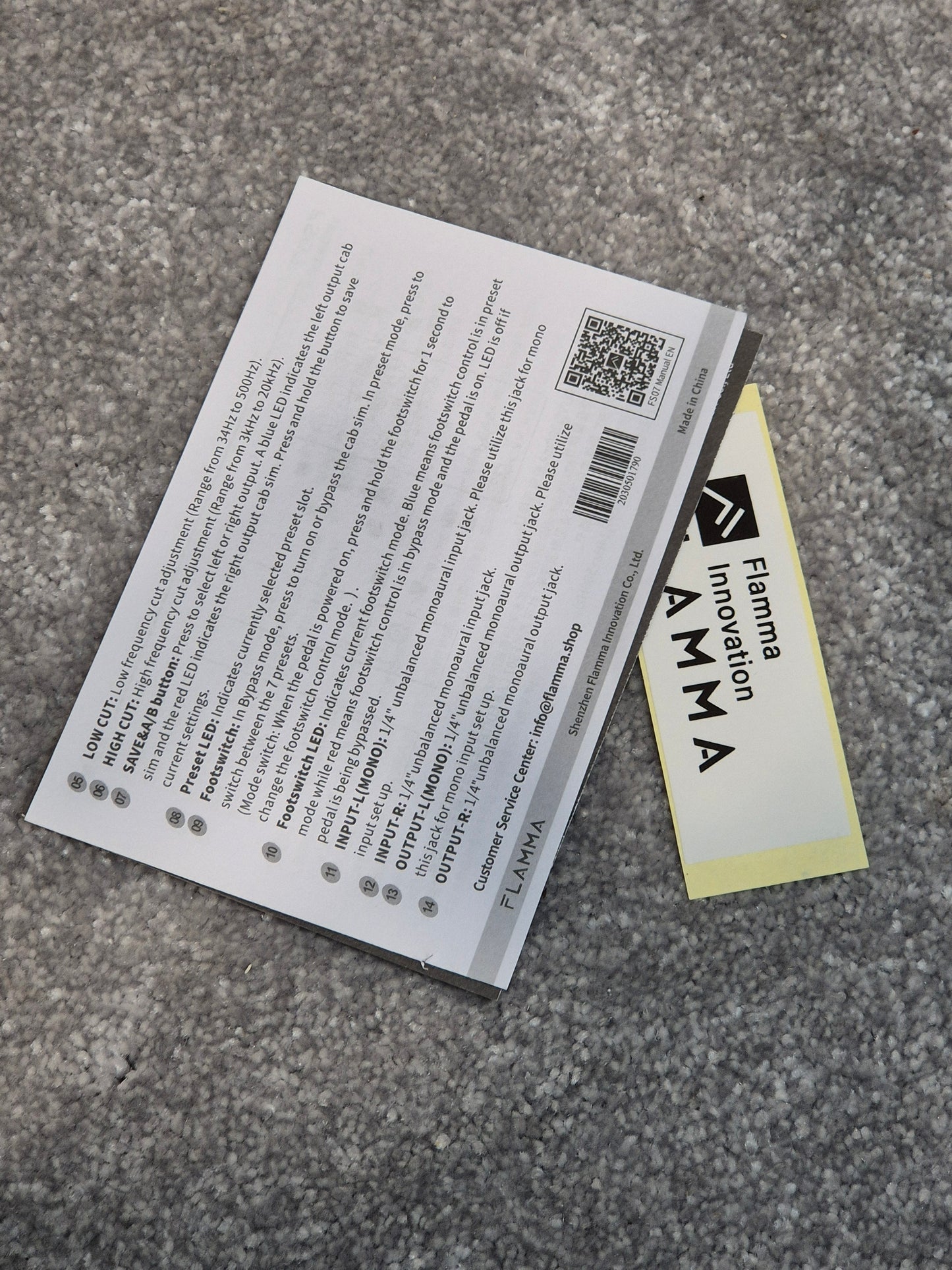 Flamma FS07 Cab – Compact Cabinet Simulation Pedal, Yellow – Mint w/ Manual & Original Box