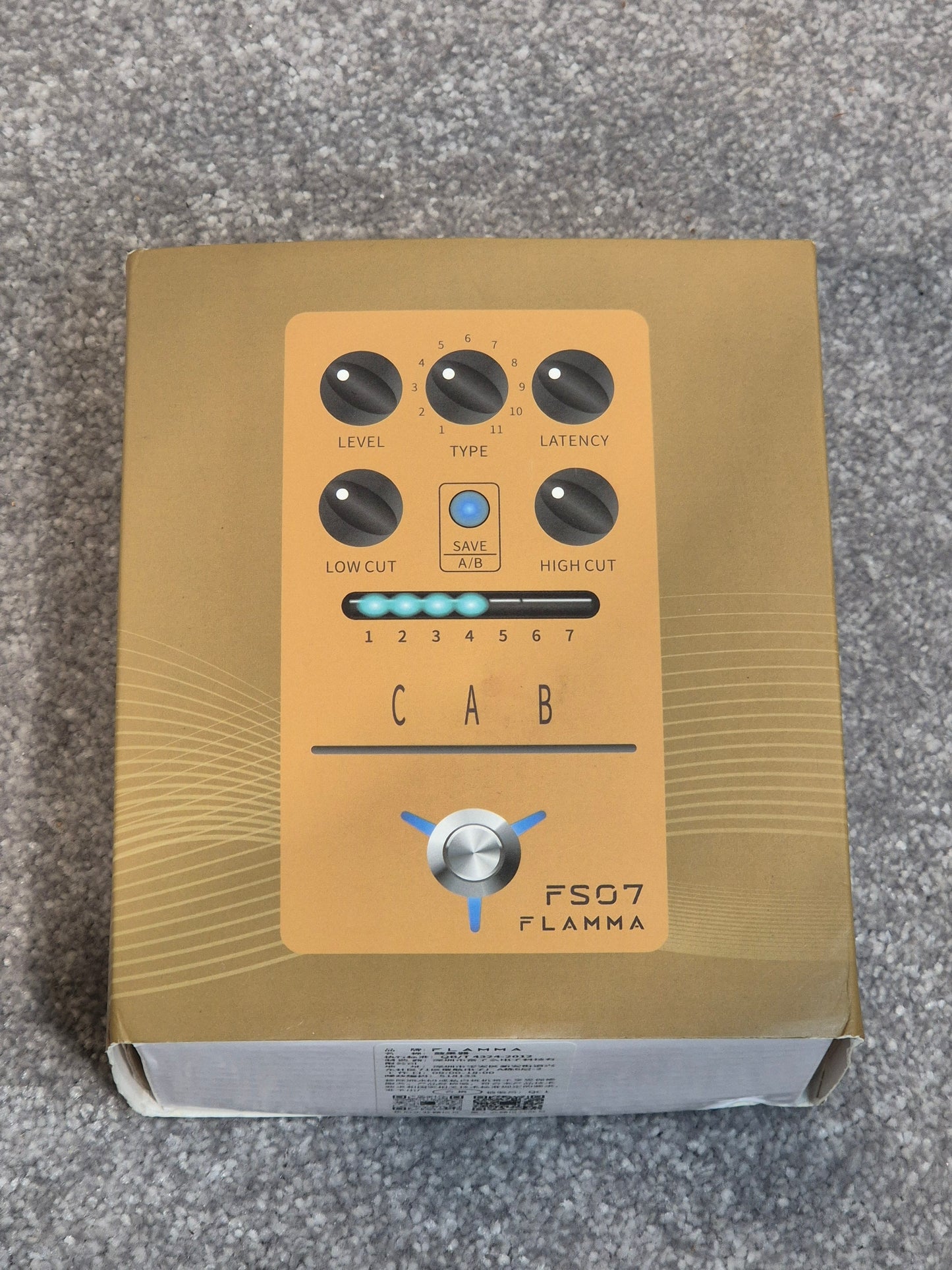 Flamma FS07 Cab - Compact Cabinet Simulation Pedal - Yellow w/ Original Box