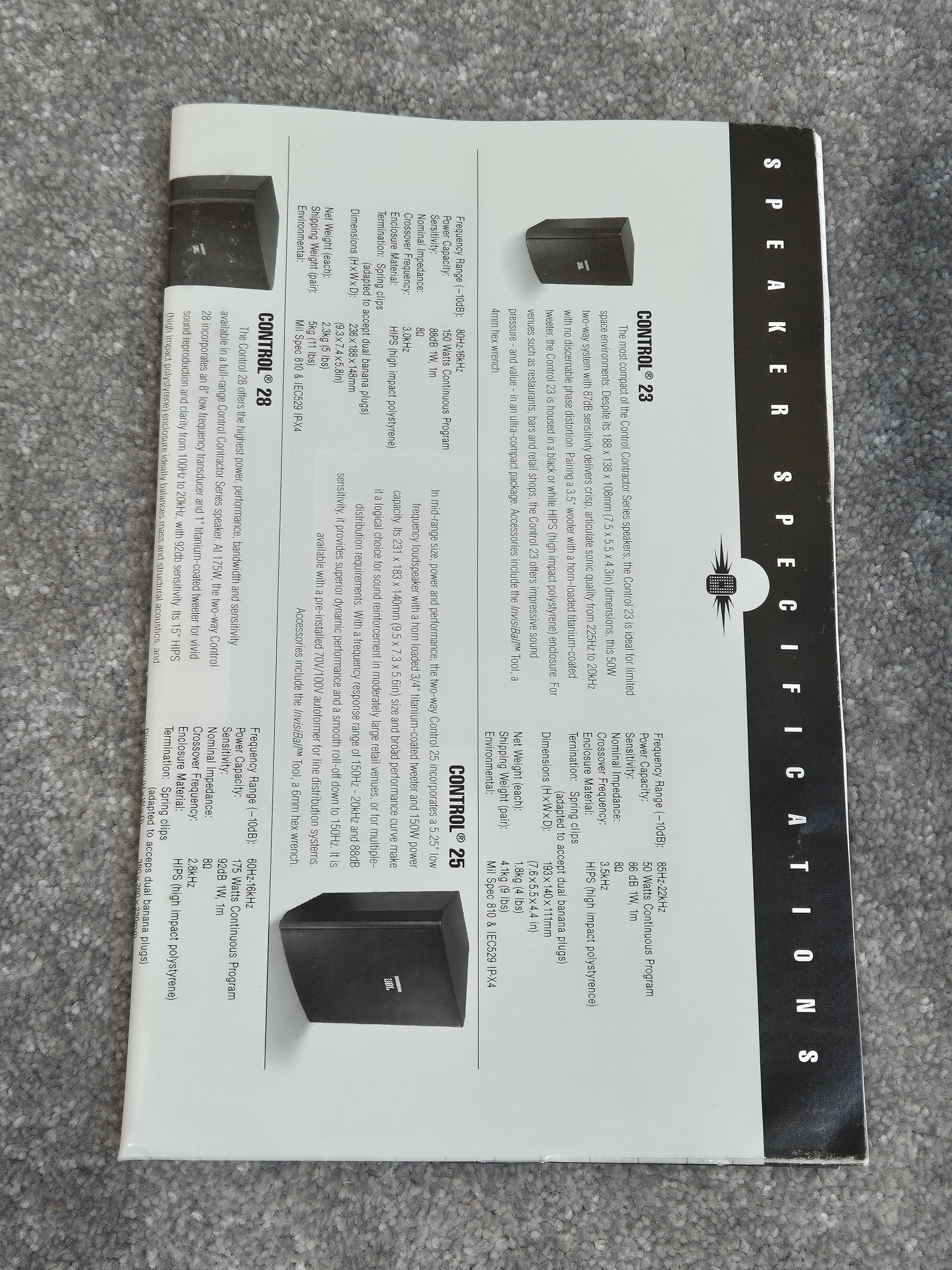 JBL Control 23 - Compact Two-Way Loudspeakers - White - Open Box New