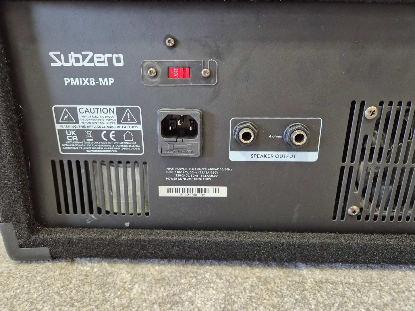 SubZero PMIX8-MP - 8 Channel Powered Mixer w/ Original Box