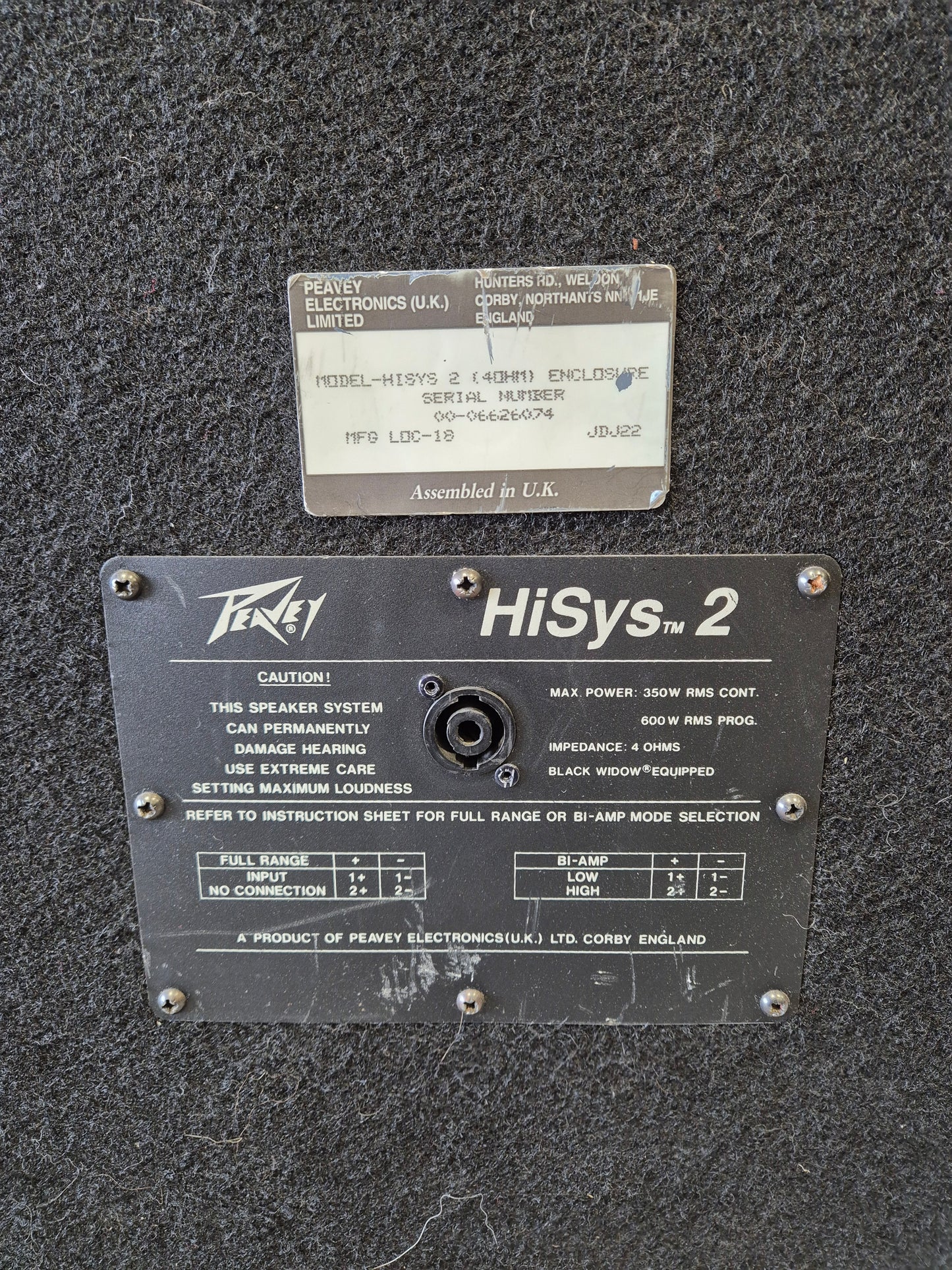 Peavey Hisys 2 - 600-watts Full-Range Operation PA Speaker (Very Good Condition)
