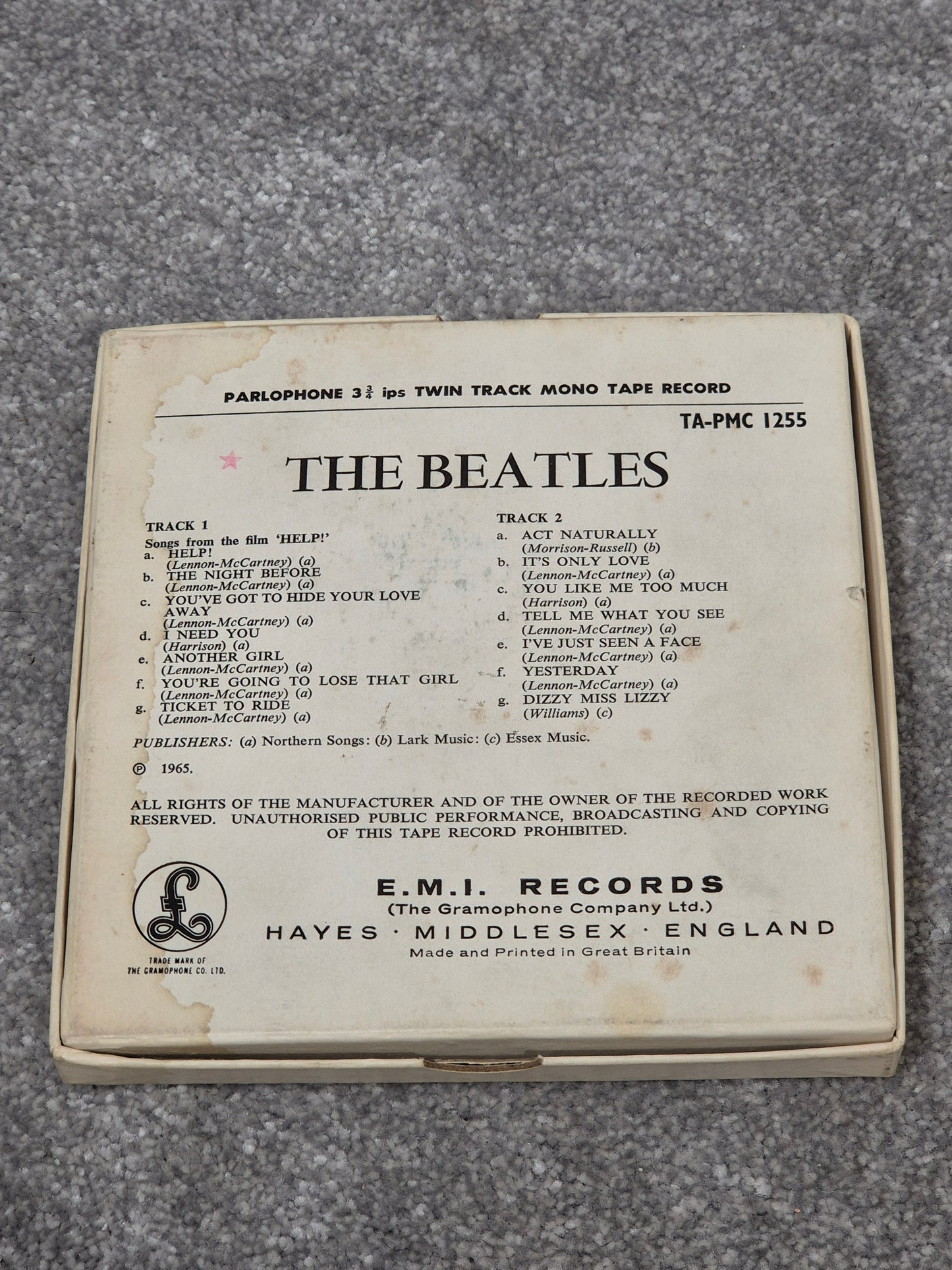 The Beatles - HELP! PMC 1255 Reel to Reel Record w/ Original Box