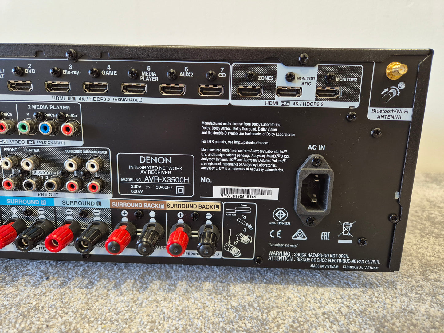 Denon AVR-X3500H - 7.2 Channel AV Surround Receiver w/ Original Box