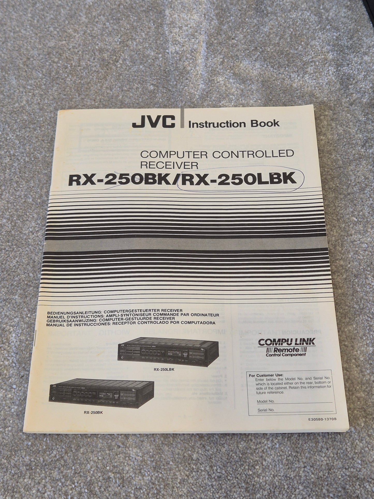 JVC RX-250 - Solid-State Amplifier and Stereo Receiver