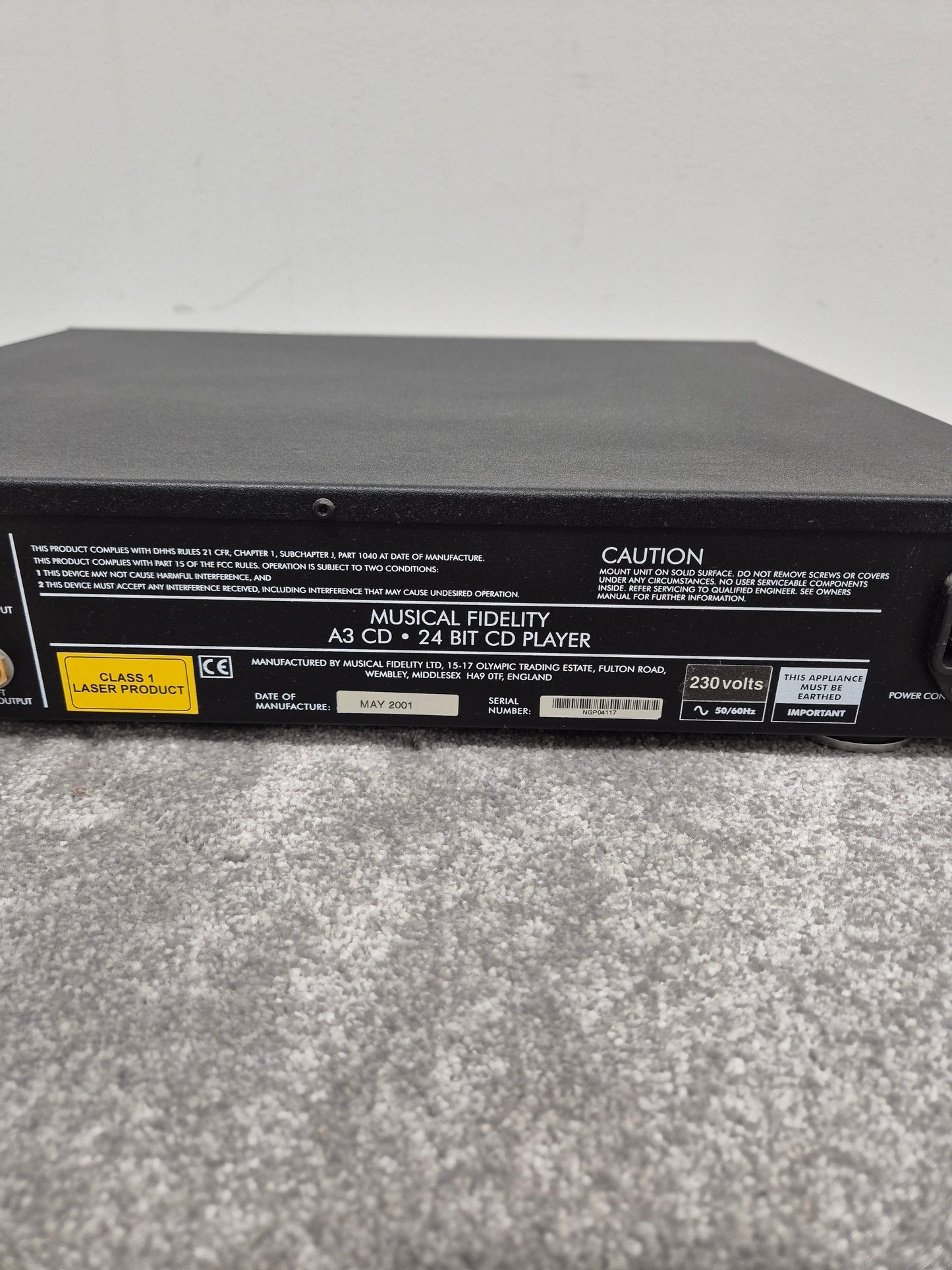 Musical Fidelity A3 CD 24BIT - Compact Disc Player