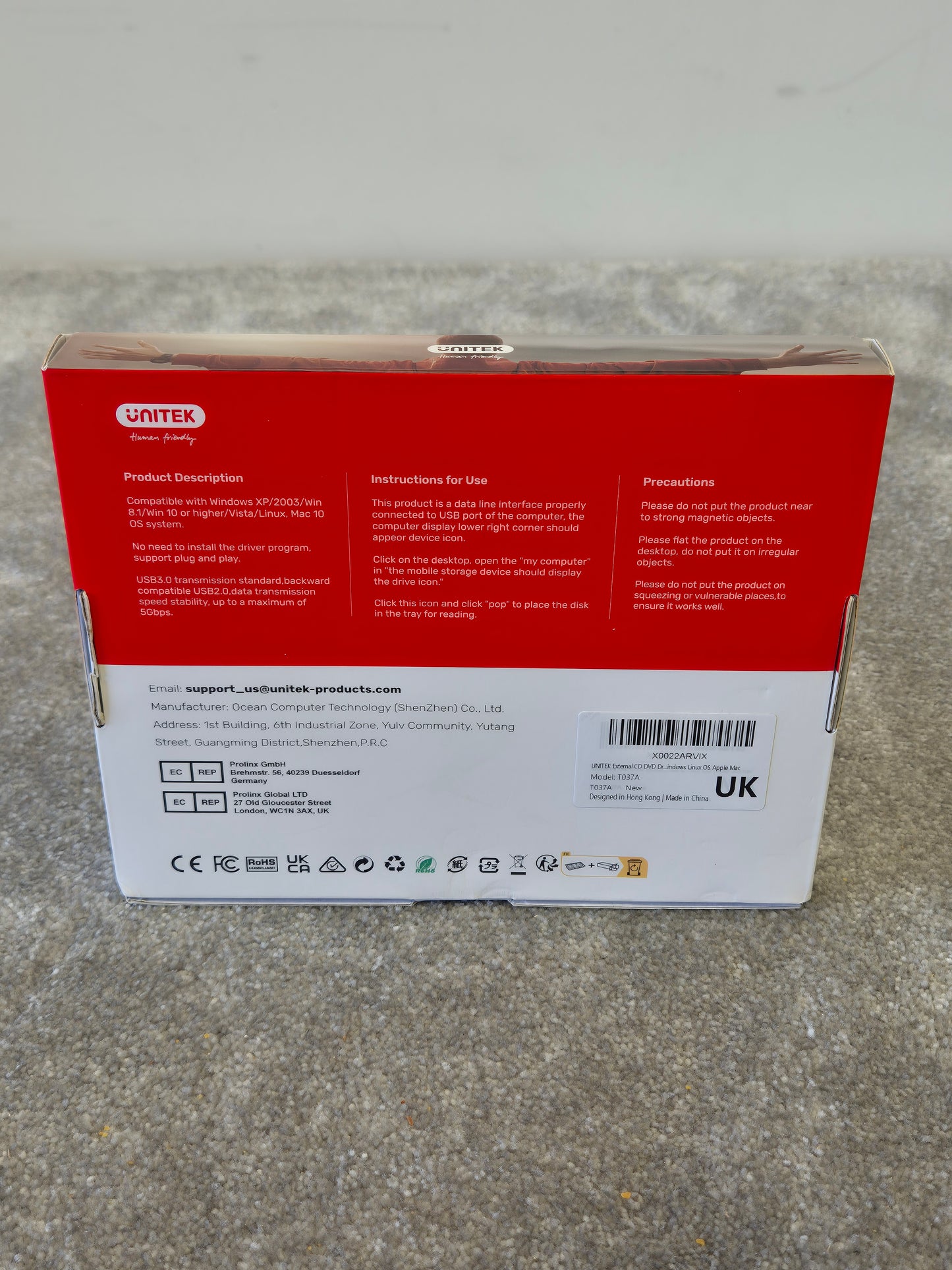 Unitek T037A - External Compact Disk Drive - New Open Box