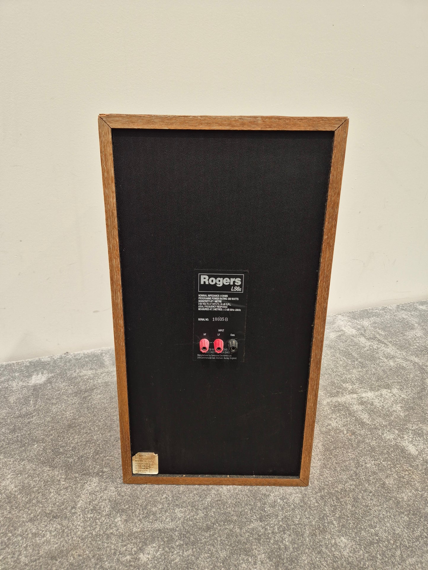 Single Rogers LS6a 200 Watts Vintage Speaker (Spares or Repair)