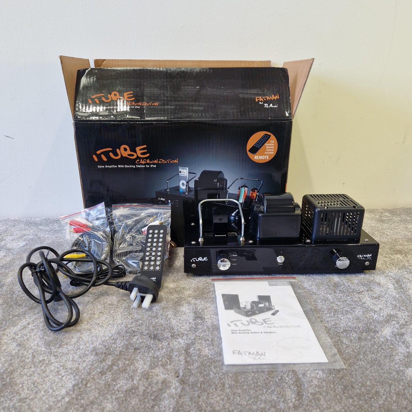 Fatman Carbon iTube Valve Amp with iPod Dock – Hybrid Tube Amplifier, Rich Analog Sound - Excellent w/ Original Box