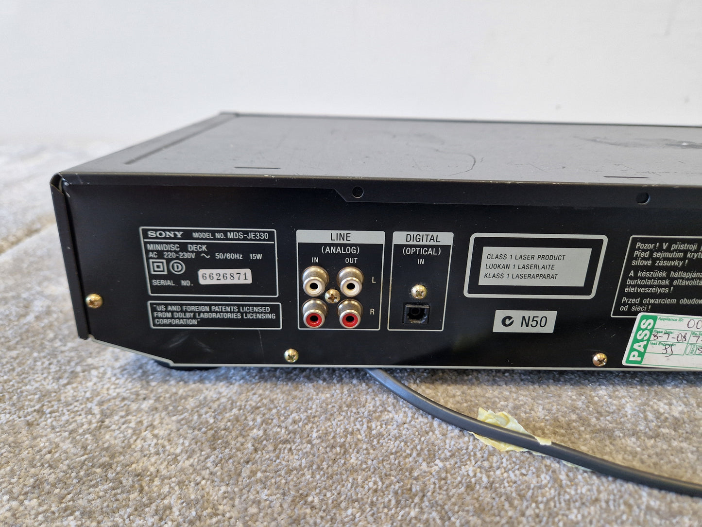 Sony MDS-JE330 MiniDisc Player – Portable Digital Audio Recorder w/ Remote Control - Spares or Repair