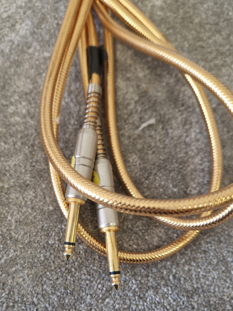 3M 1/4" TS Pair of Guitar Cables Gold - Premium Jack-to-Jack Lead for Studio & Stage Use - image 3