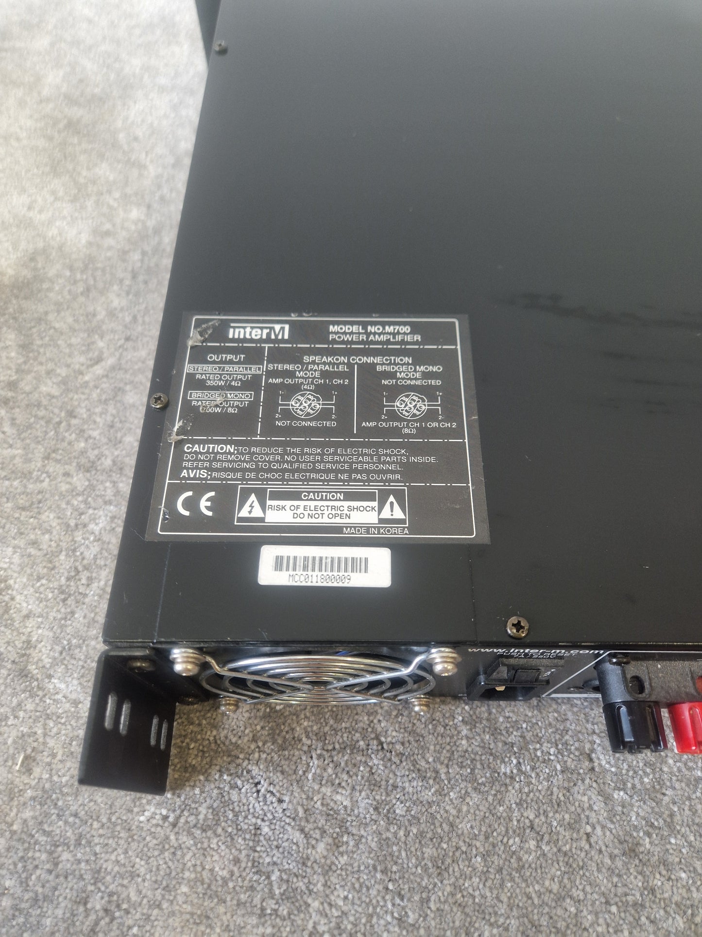 InterM M-700 Dual Channel Power Amplifier – 220W/Channel - Very Good
