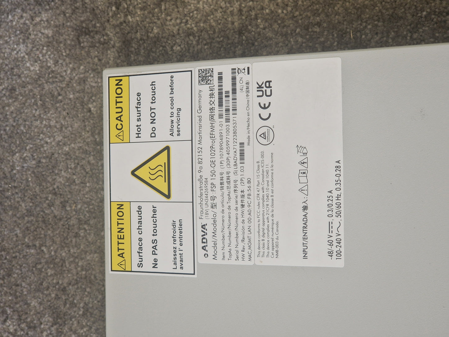 ADVA Openreach FSP 150-GE102Pro Network Demarcation Device – Carrier Ethernet - Good
