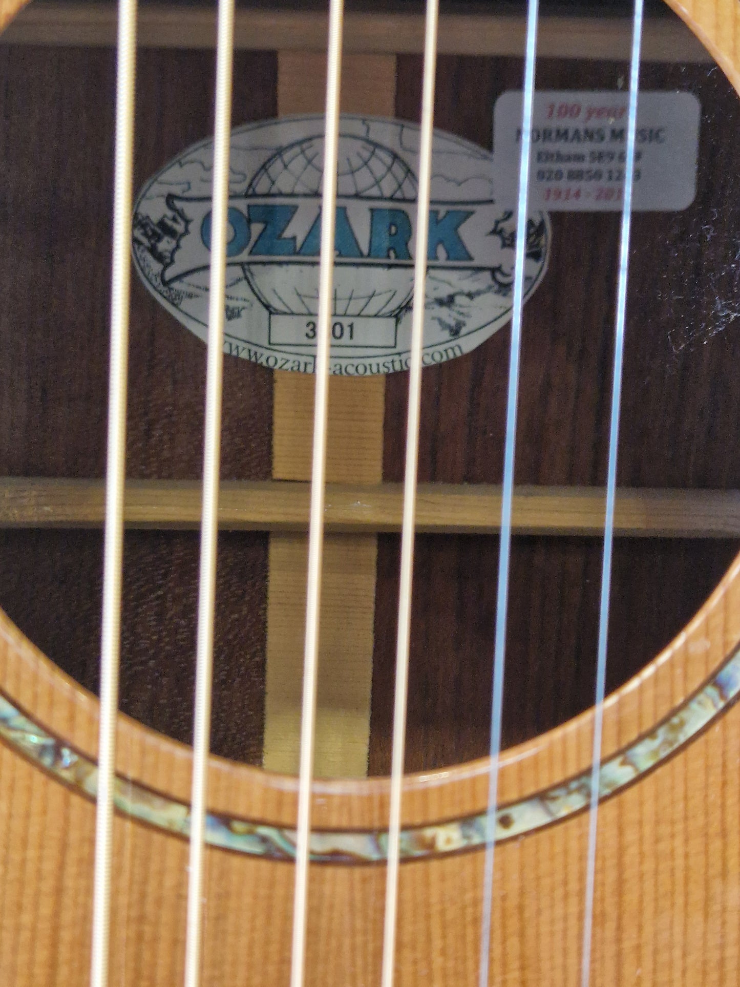 Ozark 3801 Dreadnought Acoustic Guitar – Solid Cedar Top & Koa Back – Very Good
