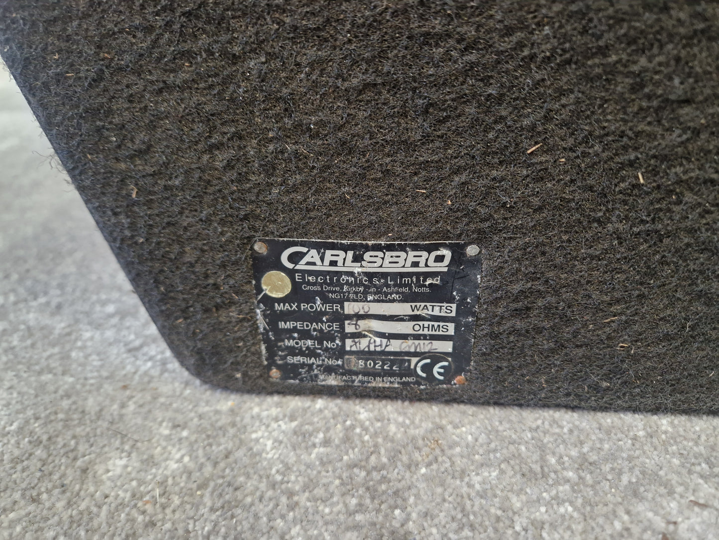 Carlsbro EM12 – 12" Passive PA Speaker – Metal Grille – Good