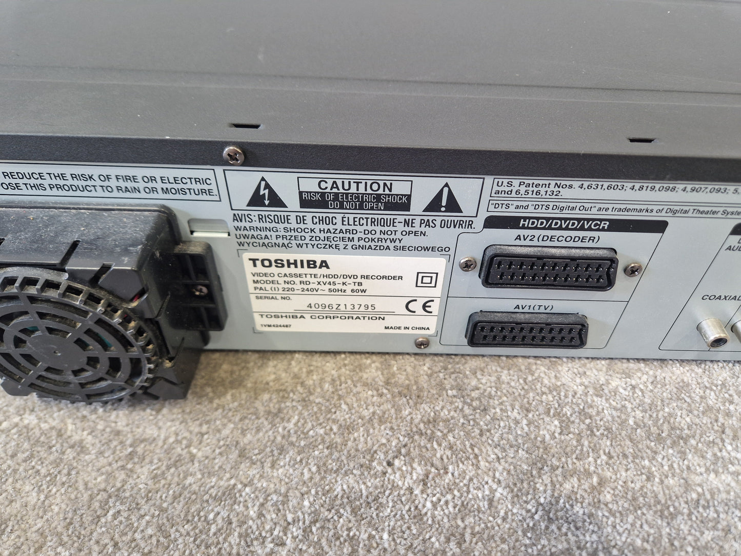 Toshiba RD-XV45 DVD/VHS/HDD Recorder – Remote & Manual – Very Good