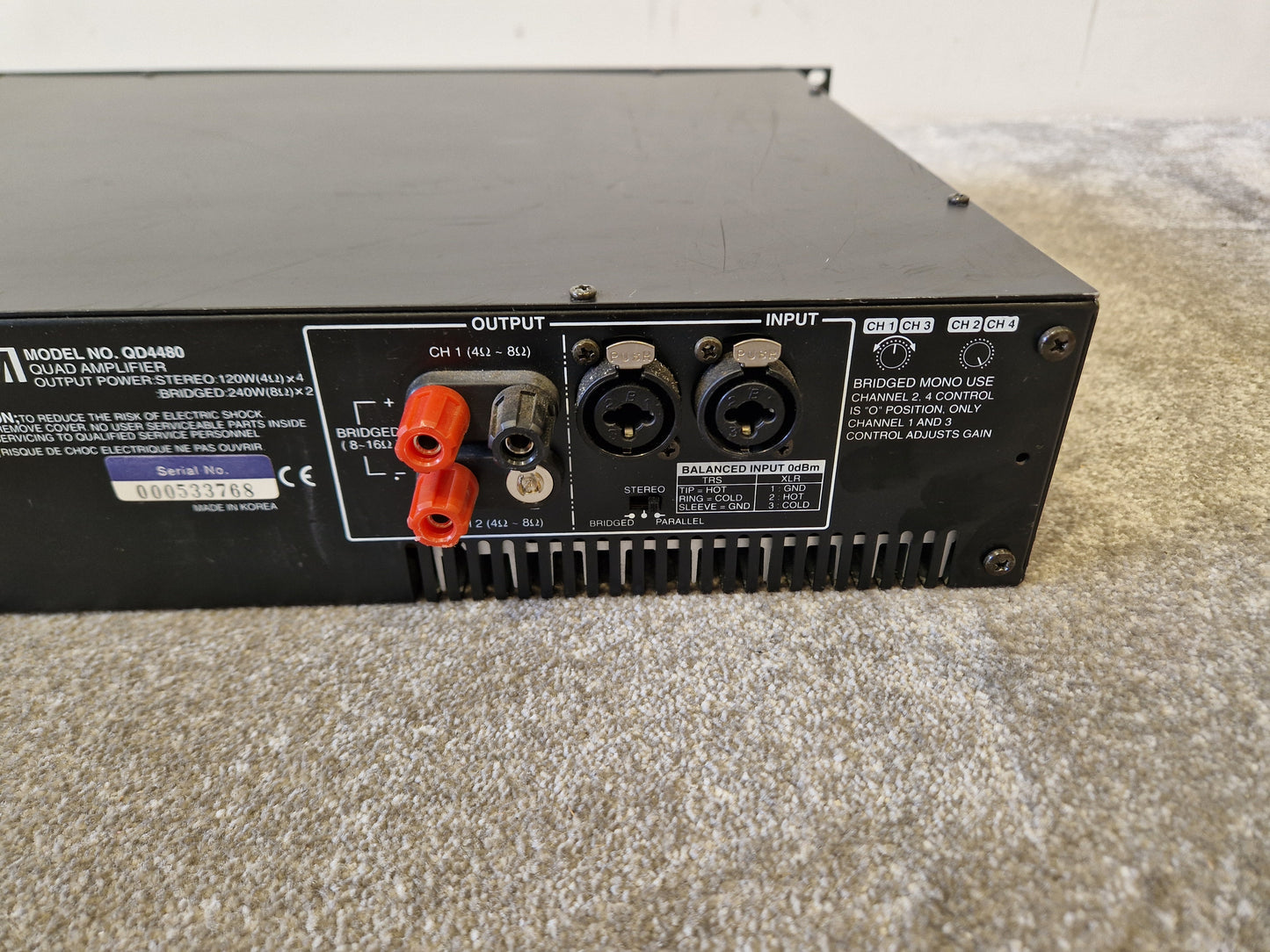 InterM QD4480 Quad Amplifier – 4x80W @ 8Ω – Good