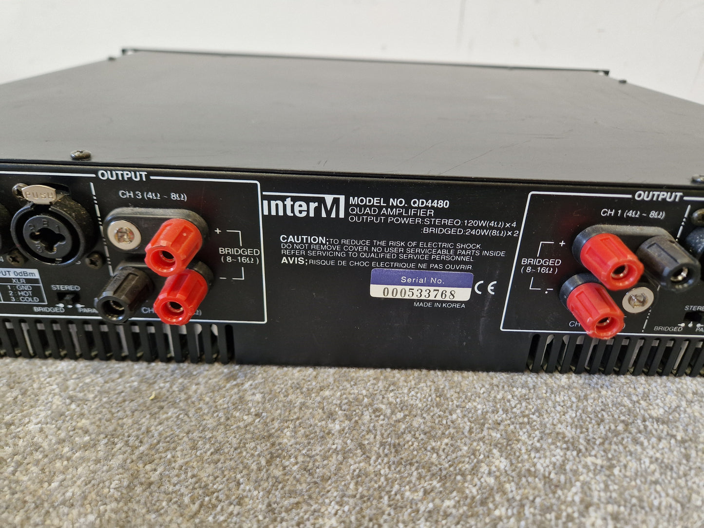 InterM QD4480 Quad Amplifier – 4x80W @ 8Ω – Good