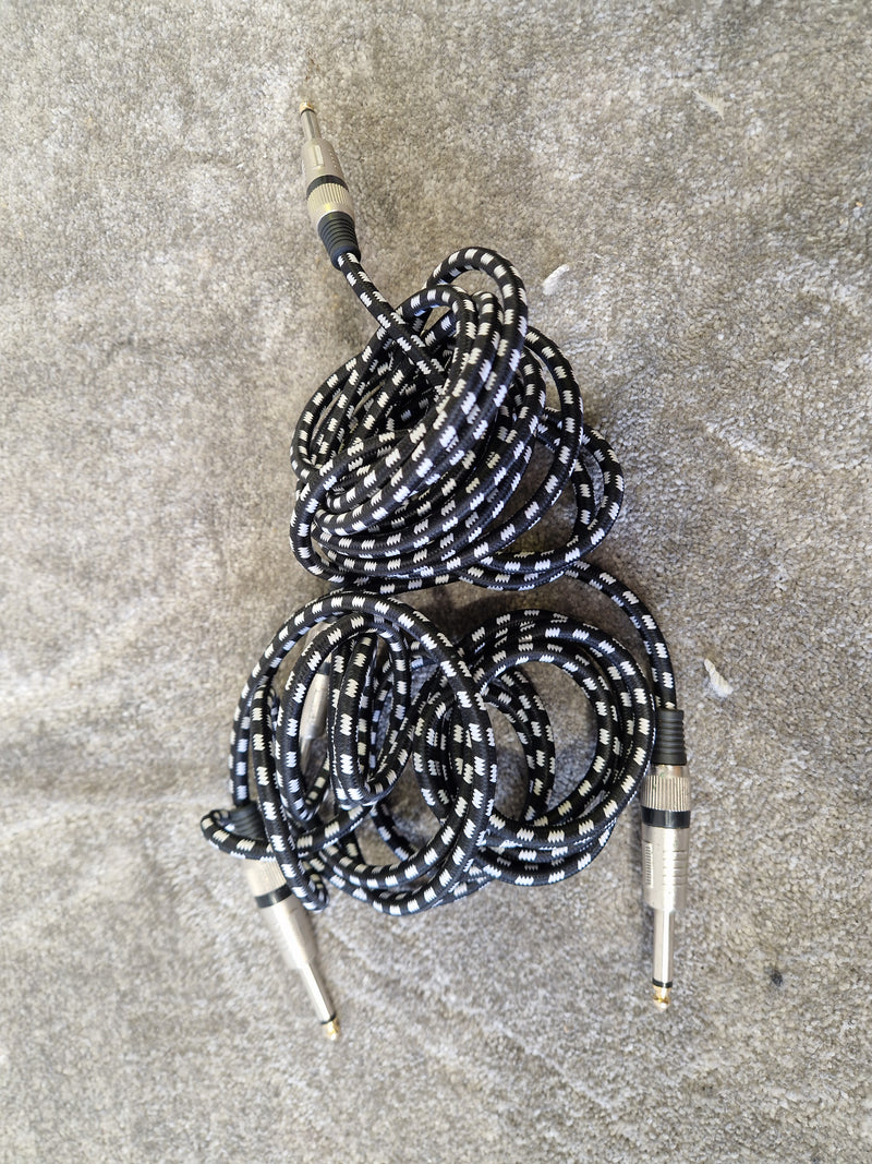 5M Black & White Patterned Guitar Cables Pair - Noise-Resistant Shielding - Excellent - image 4