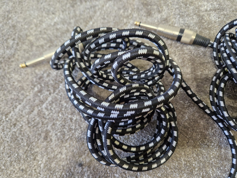 5M Black & White Patterned Guitar Cables Pair - Noise-Resistant Shielding - Excellent - image 8