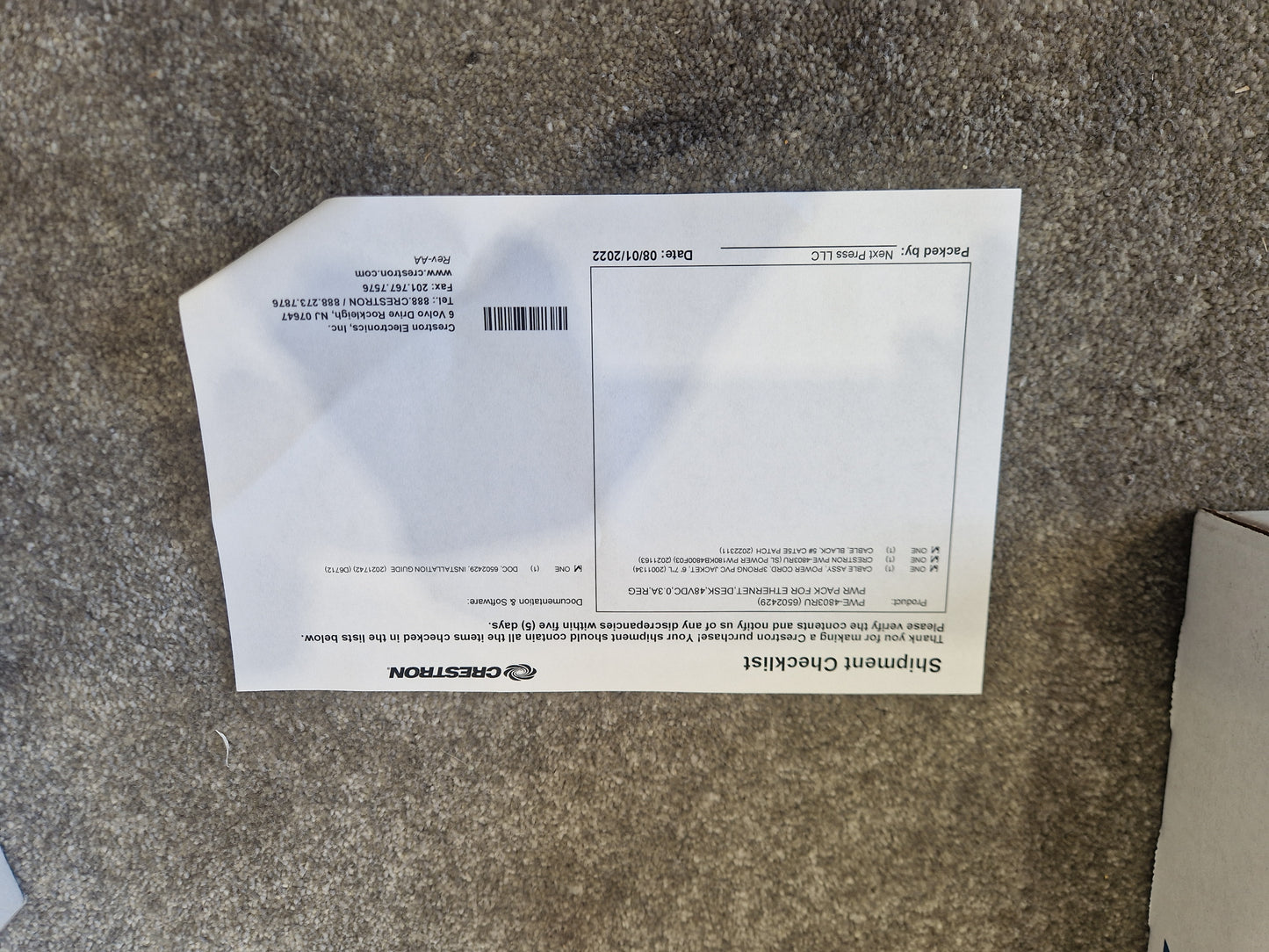 Crestron PWE-4803RU – PoE Injector – Mint w/ Original Box