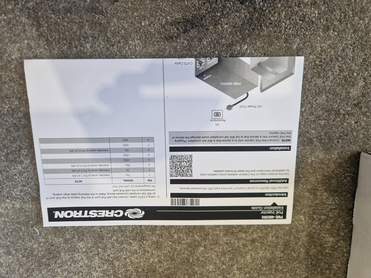 Crestron PWE-4803RU – PoE Injector – Mint w/ Original Box
