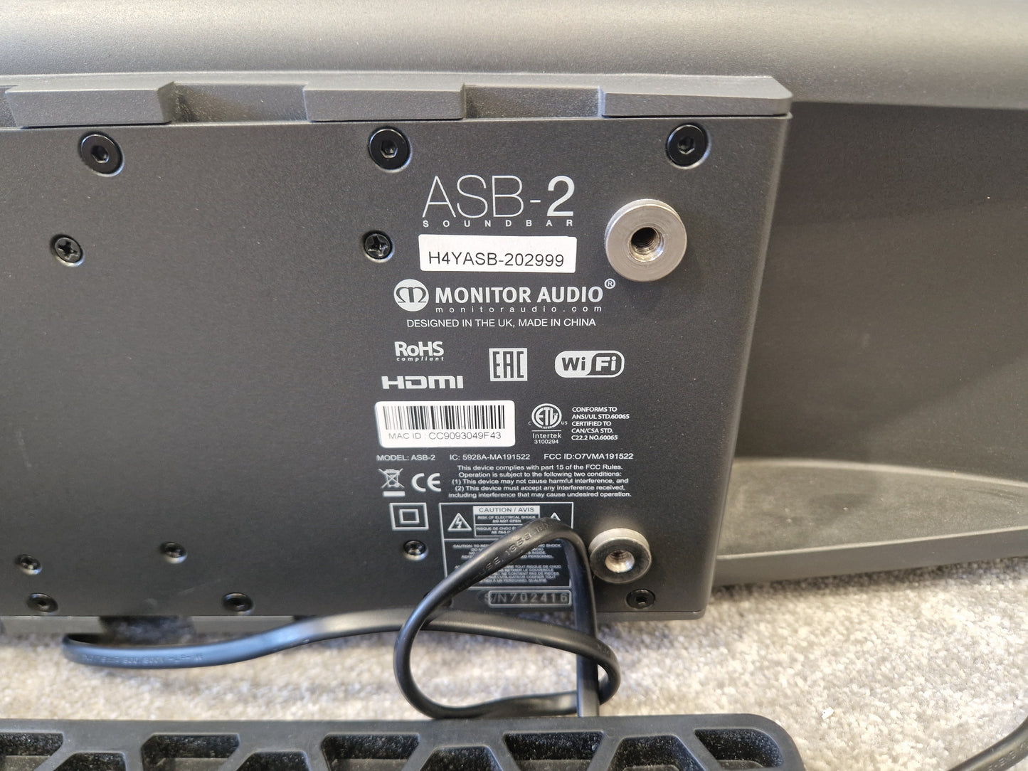 Monitor Audio ASB-2 – Premium Soundbar w/ HDMI & AirPlay – Excellent