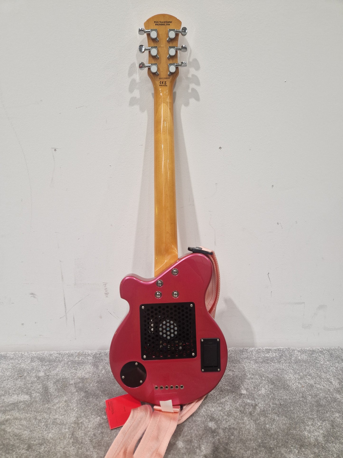 Pignose Electric Travel Guitar - Compact Design, Solid Tone - Excellent w/ Soft Case & Pink Guitar strap