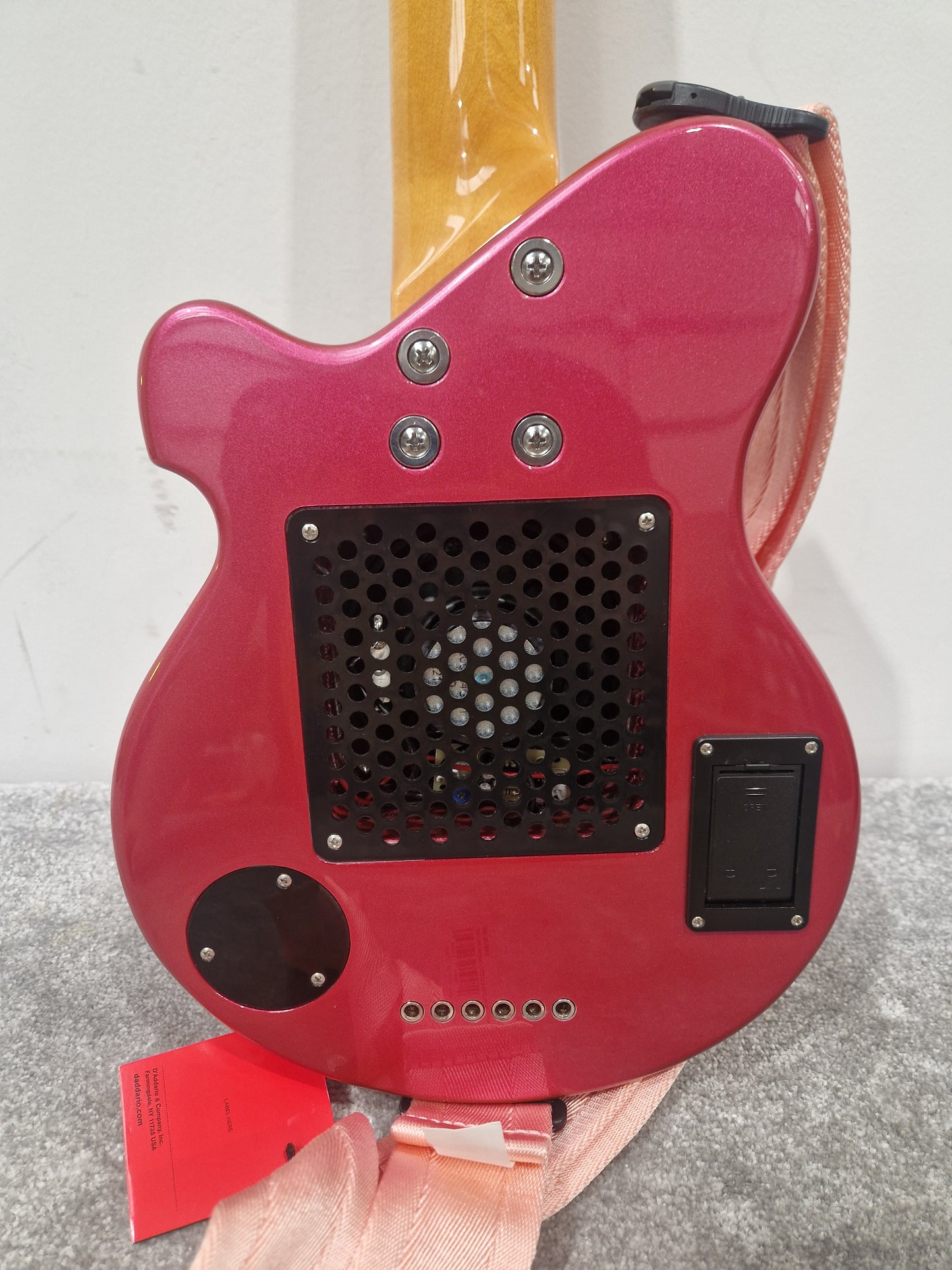 Pignose Electric Travel Guitar - Compact Design, Solid Tone - Excellent w/ Soft Case & Pink Guitar strap