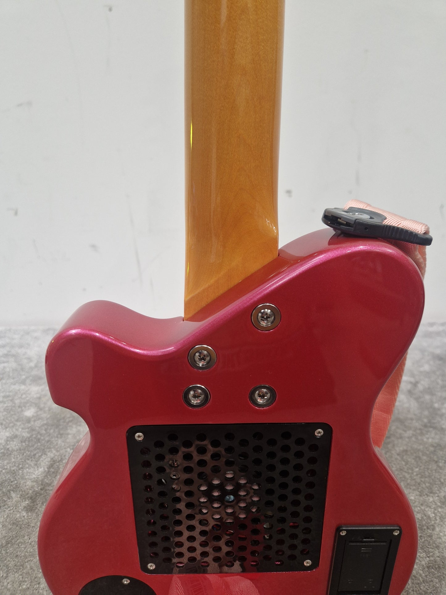Pignose Electric Travel Guitar - Compact Design, Solid Tone - Excellent w/ Soft Case & Pink Guitar strap