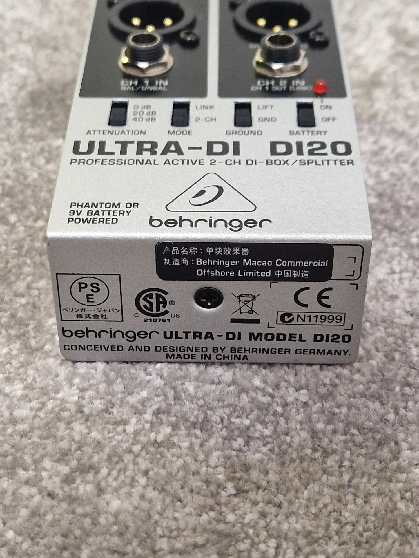 Behringer Ultra-DI D120 - Active DI Box, Phantom Power - Excellent