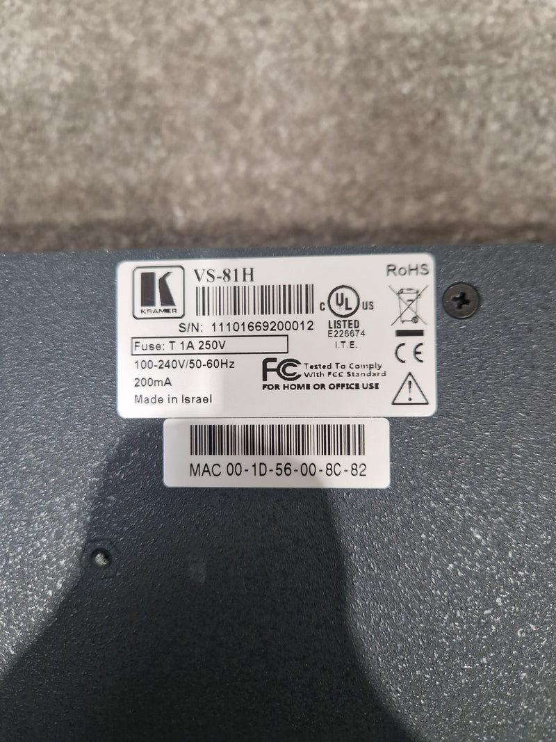Kramer VS-81H 8x1 HDMI Switcher - Seamless Switching, High Resolution - Very Good - image 8