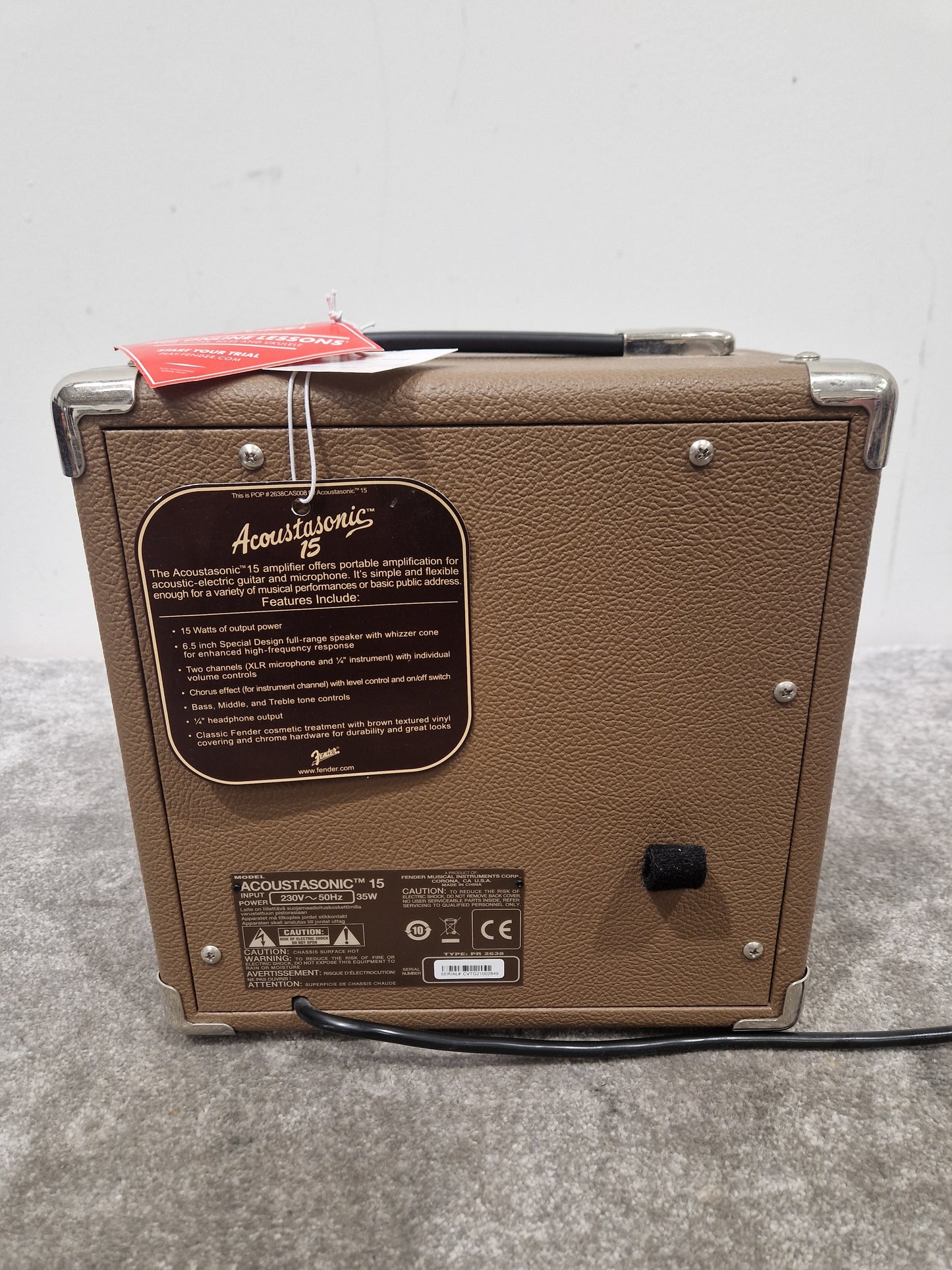 Fender Acoustasonic 15 - 15-Watt Amplifier, String Dynamics Modeling - Mint w/ Tags