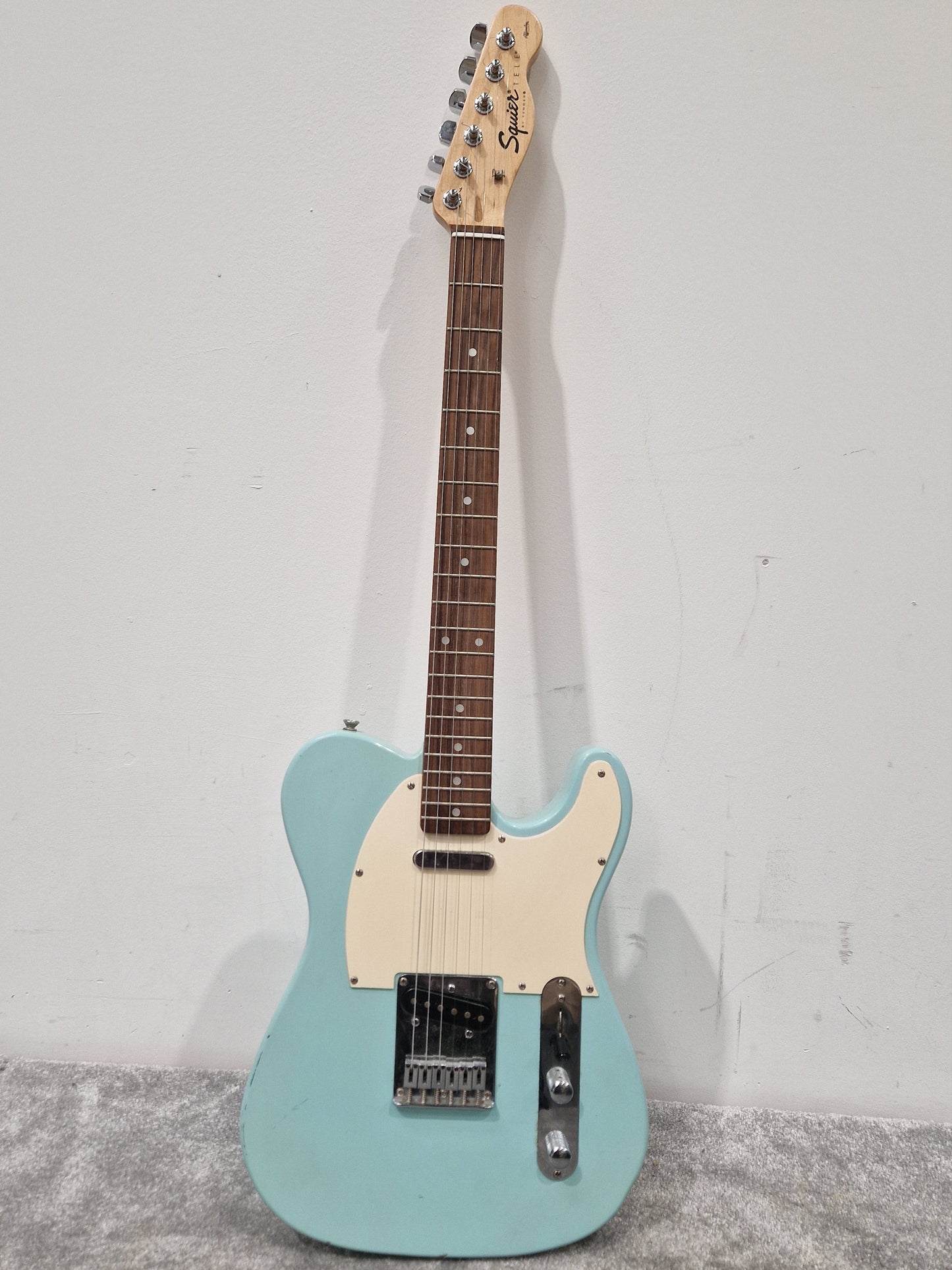 Fender Squier Telecaster Affinity Baby Blue Electric Guitar - Baby Blue Finish, Maple Neck - Very Good w/ Soft Case