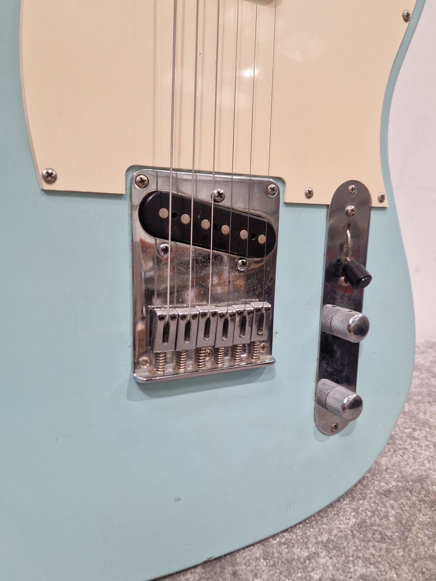 Fender Squier Telecaster Affinity Baby Blue Electric Guitar - Baby Blue Finish, Maple Neck - Very Good w/ Soft Case