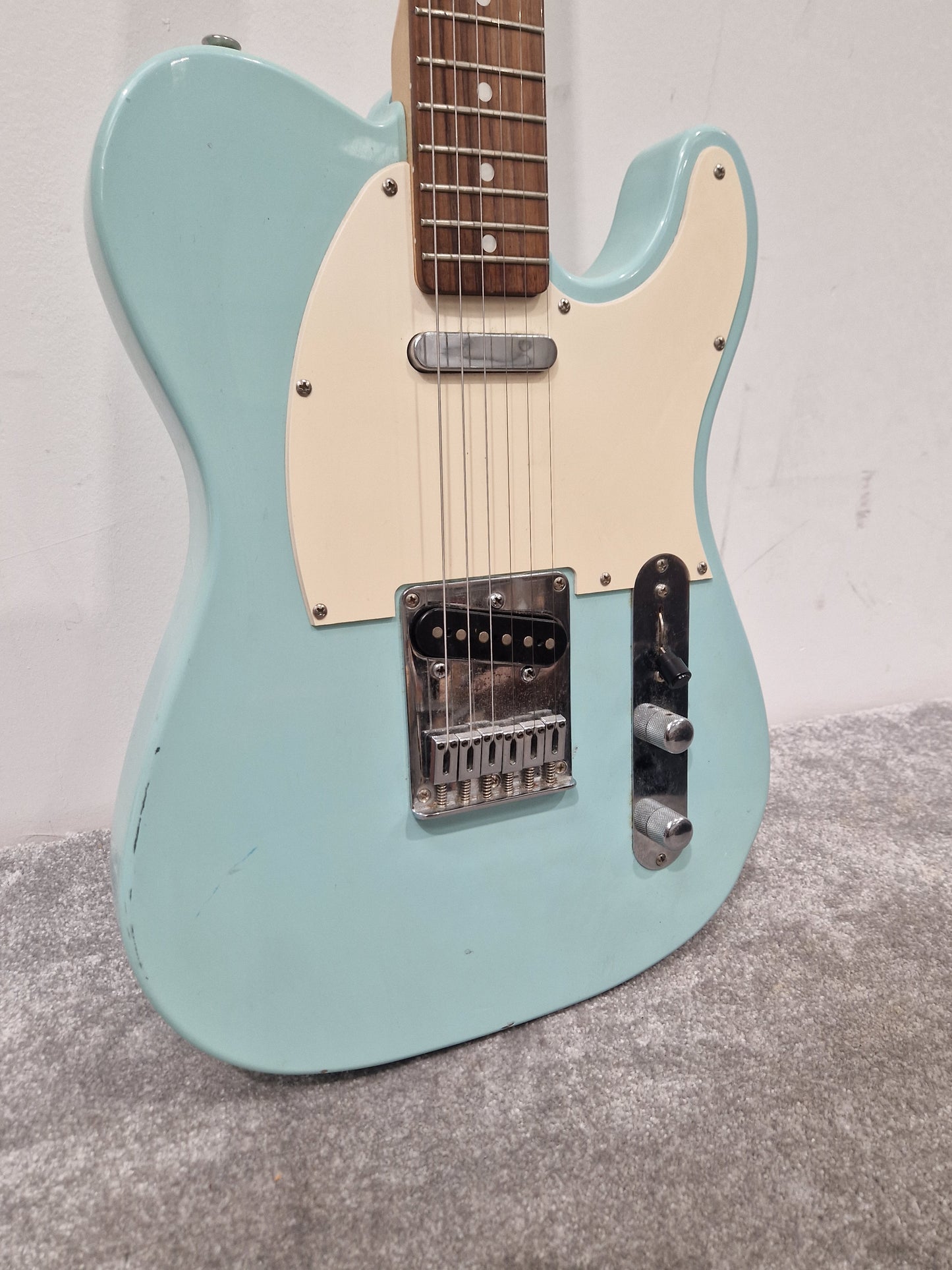 Fender Squier Telecaster Affinity Baby Blue Electric Guitar - Baby Blue Finish, Maple Neck - Very Good w/ Soft Case