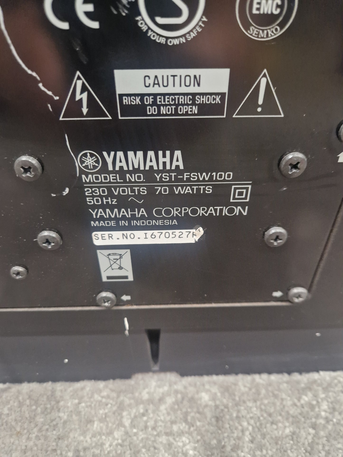 Yamaha YST-FWS100 - Advanced Sound System, Subwoofer - Very Good