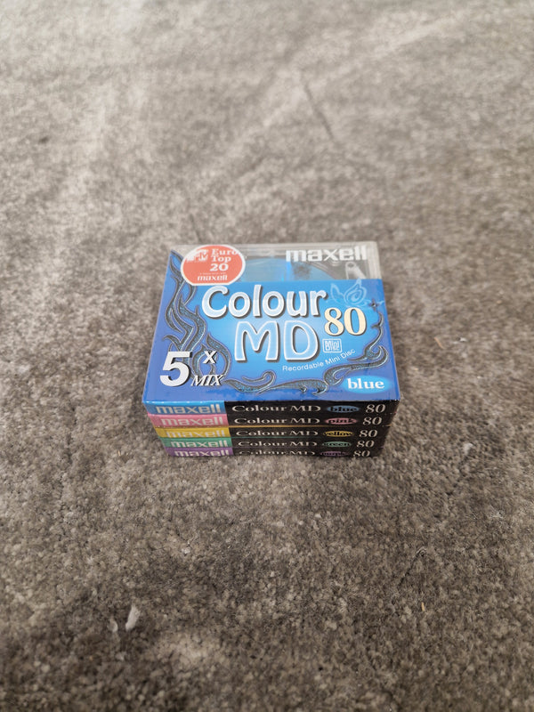 Maxell Colour MD 80 Pack OF 5 Mini Disc - Mini Discs - Sealed in Original Packaging - Mint
