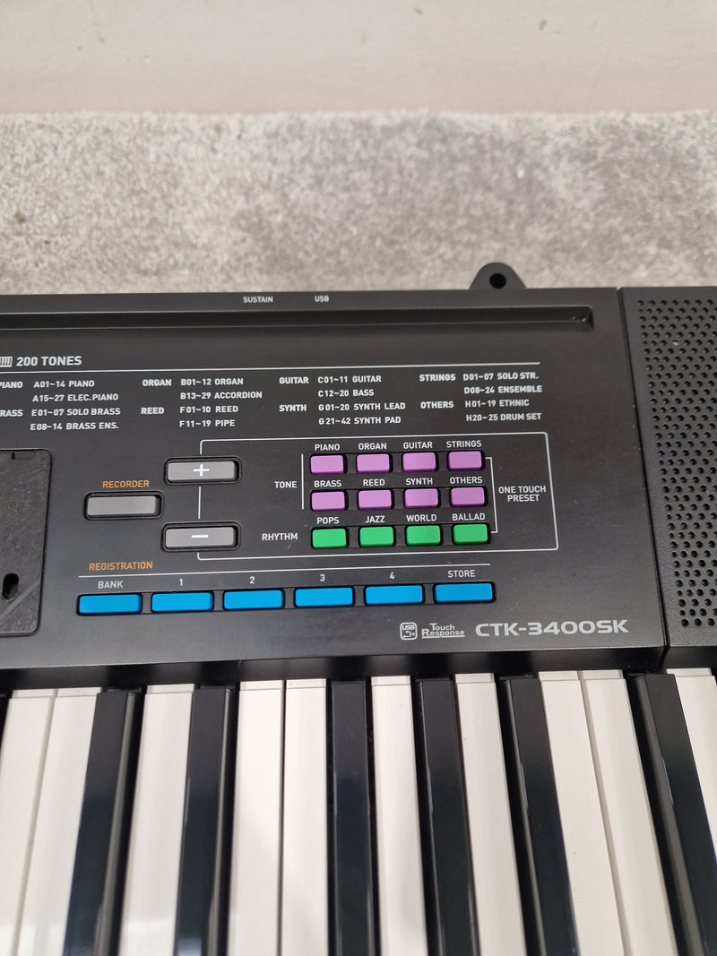 Casio Ctk-3400sk Keyboard - 61 Keys, Built-in Rhythms - Fair - image 3